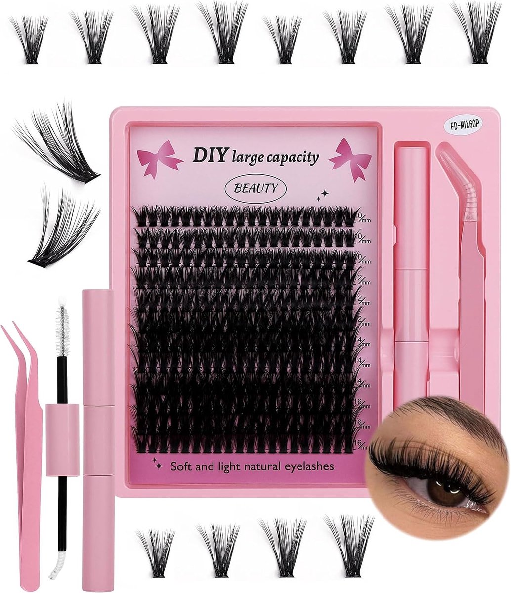 DAFNE 240 stuks wimperextensies, 80D Curl Lash Extension set, kunstwimpers voor wimperverlenging thuis, doe-het-zelf - ShopVlot