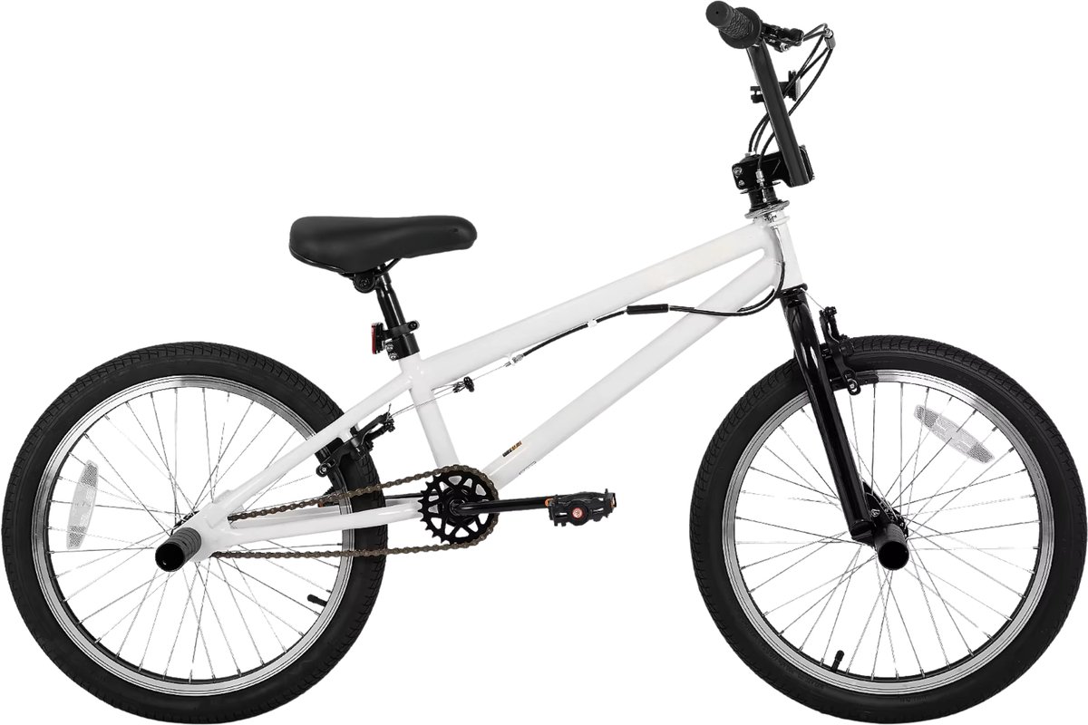 Freestyle BMX-fiets – Voor kinderen beginners tot gevorderd – 360° gyro, 4 haringen – 51 cm, wit