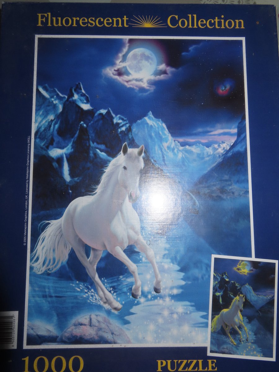 Clementoni - Legpuzzel - 1000 stukjes - Fluorescent - The white stallion