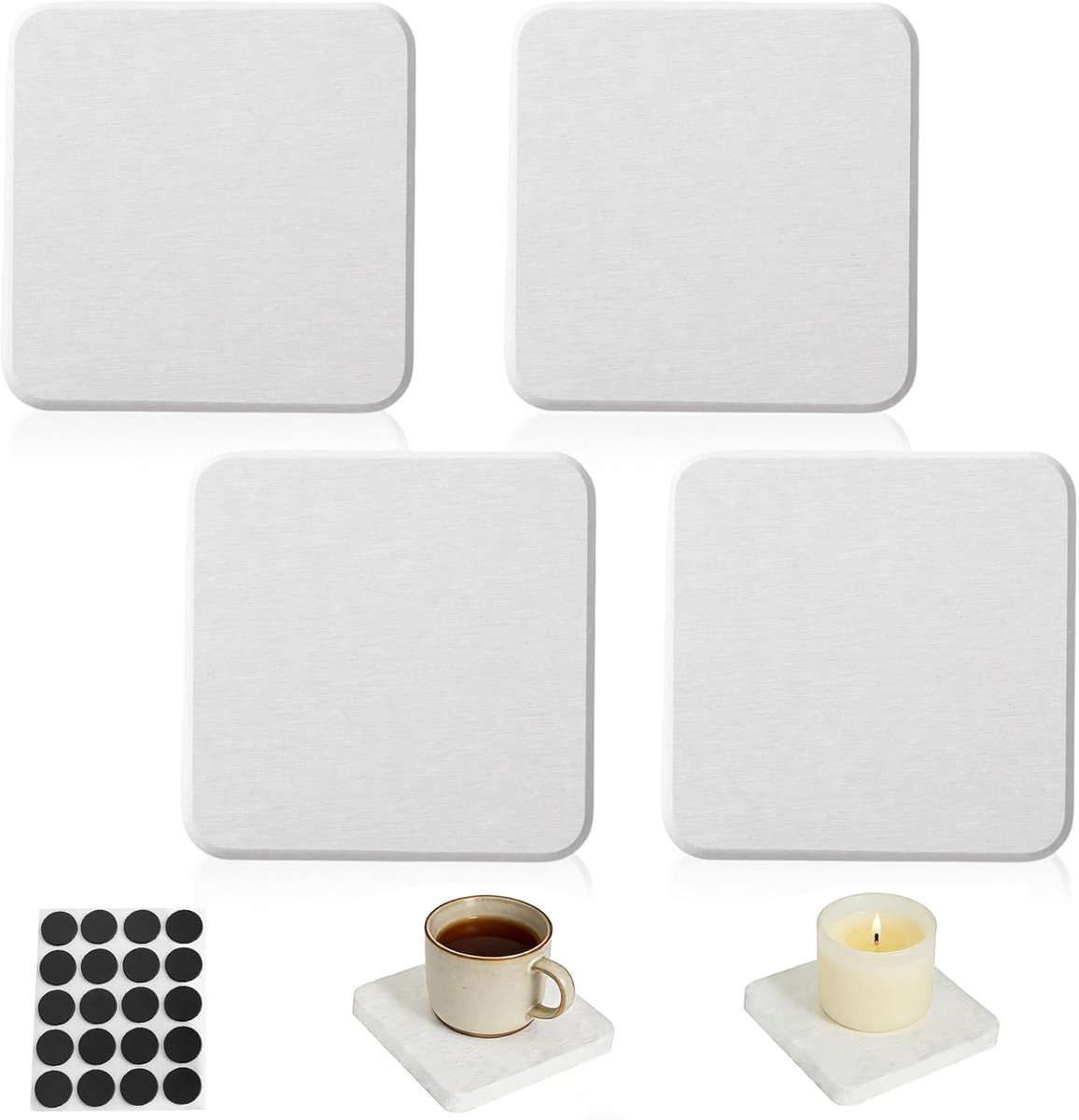 4 Pcs Water Absorbing Stones for Sink Moisture Absorbing Stone Water Absorbing Diesguhr Coasters Square Diatomit Tray - ShopVlot