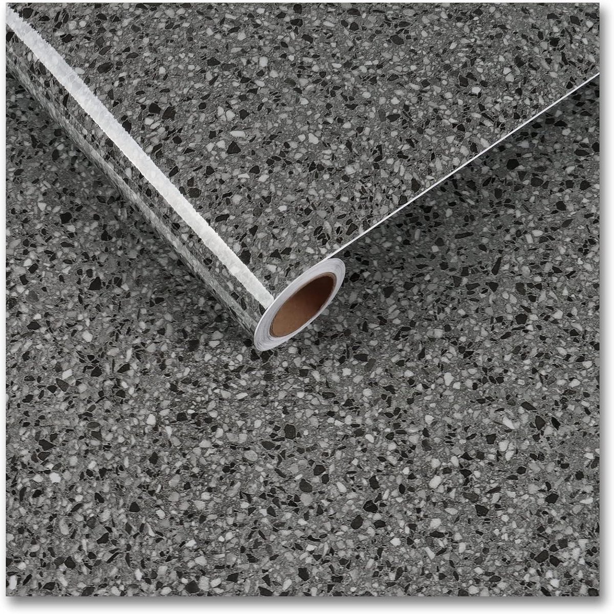 CRE8TIVE Light Black Granite Wallpaper 30cm x 200cm Thick Grey Peel and Stick Wallpaper Marble Vinyl Wrap Contact - ShopVlot