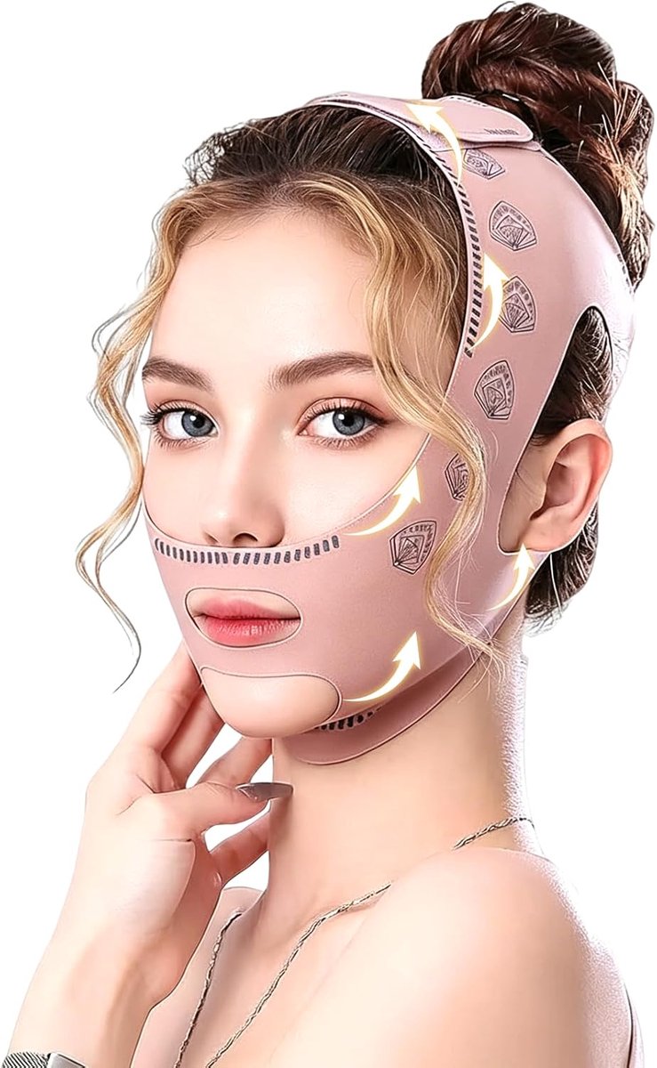V-gezichtsmasker, dubbele kinverwijderaar, lifting-masker, herbruikbaar V-lijnmasker, gezichtslifting-masker, kinband - ShopVlot