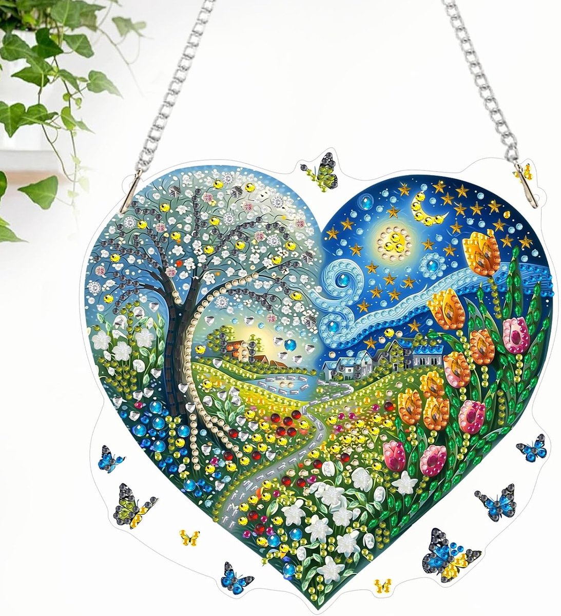 CEOVR Opknoping Diamant Schilderij Kits Volwassenen Landschap Diamant Art Schilderen voor Beginners Harten Opknoping - ShopVlot