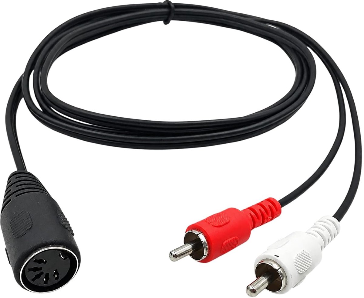 5-pins DIN-bus naar 2 cinch-kabel, stereo-audiokabel, veelzijdige stekker voor oude audioapparaten (1,5 m) - ShopVlot