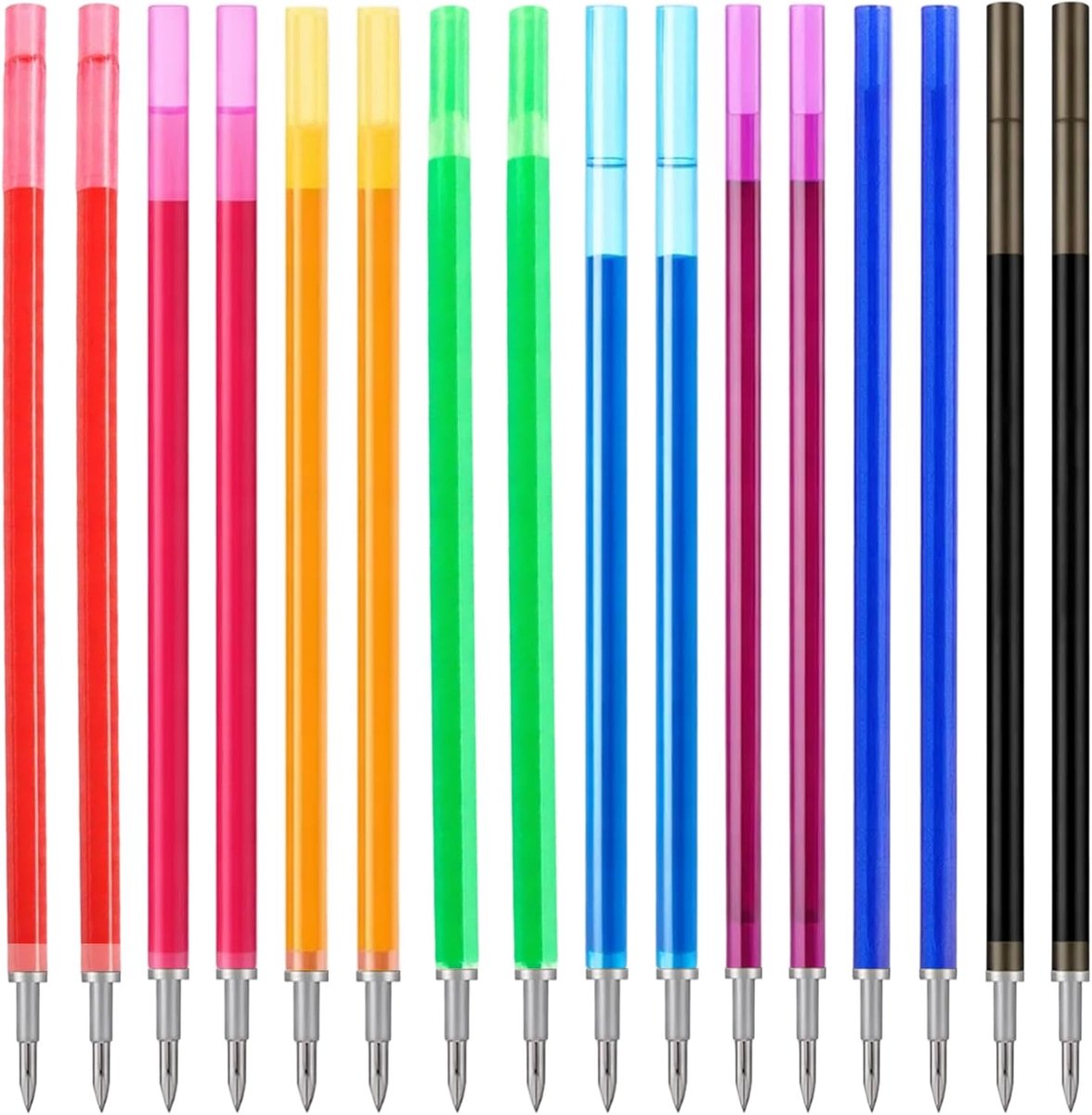 16 stuks kleurrijke vullingen met uitwisbare thermogevoelige inkt voor gelstiften, 13 cm lengte, 8 kleuren, 0,7 mm - ShopVlot