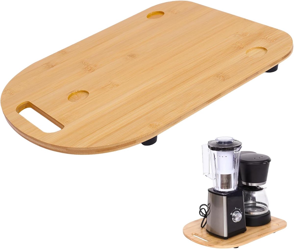 Glijplank compatibel met Thermomix TM6/TM5, houten rolplank met wielen en handgreep, schuifaccessoires voor - ShopVlot