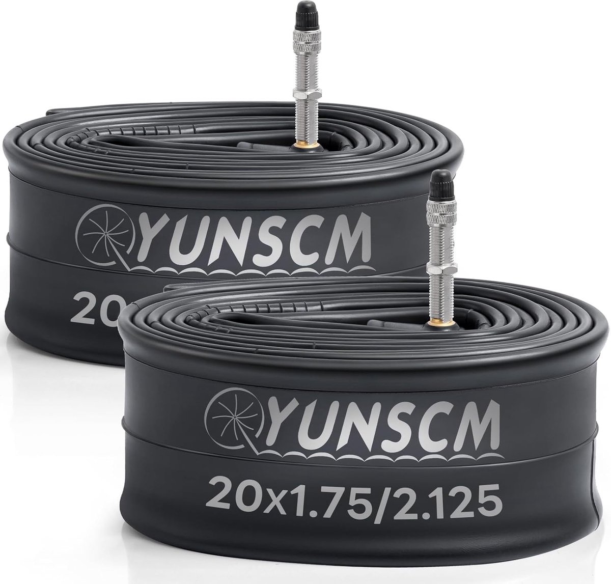 YunSCM 2pcs 20 inch bicycle tubes 20 x 1.75 20 x 1.95 20 x 2.0 20 x 2.10 20 x 2.125 C4E-40L valve, compatible with 20 - ShopVlot