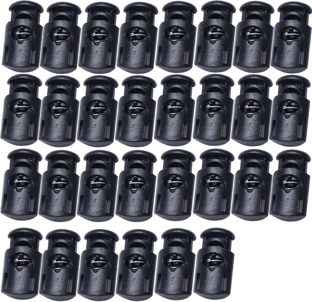J.CARP 30 Pcs Black Plastic Cord Locks End Spring Rocker Stop,Elastic Cord Adjuster,Suit for - ShopVlot