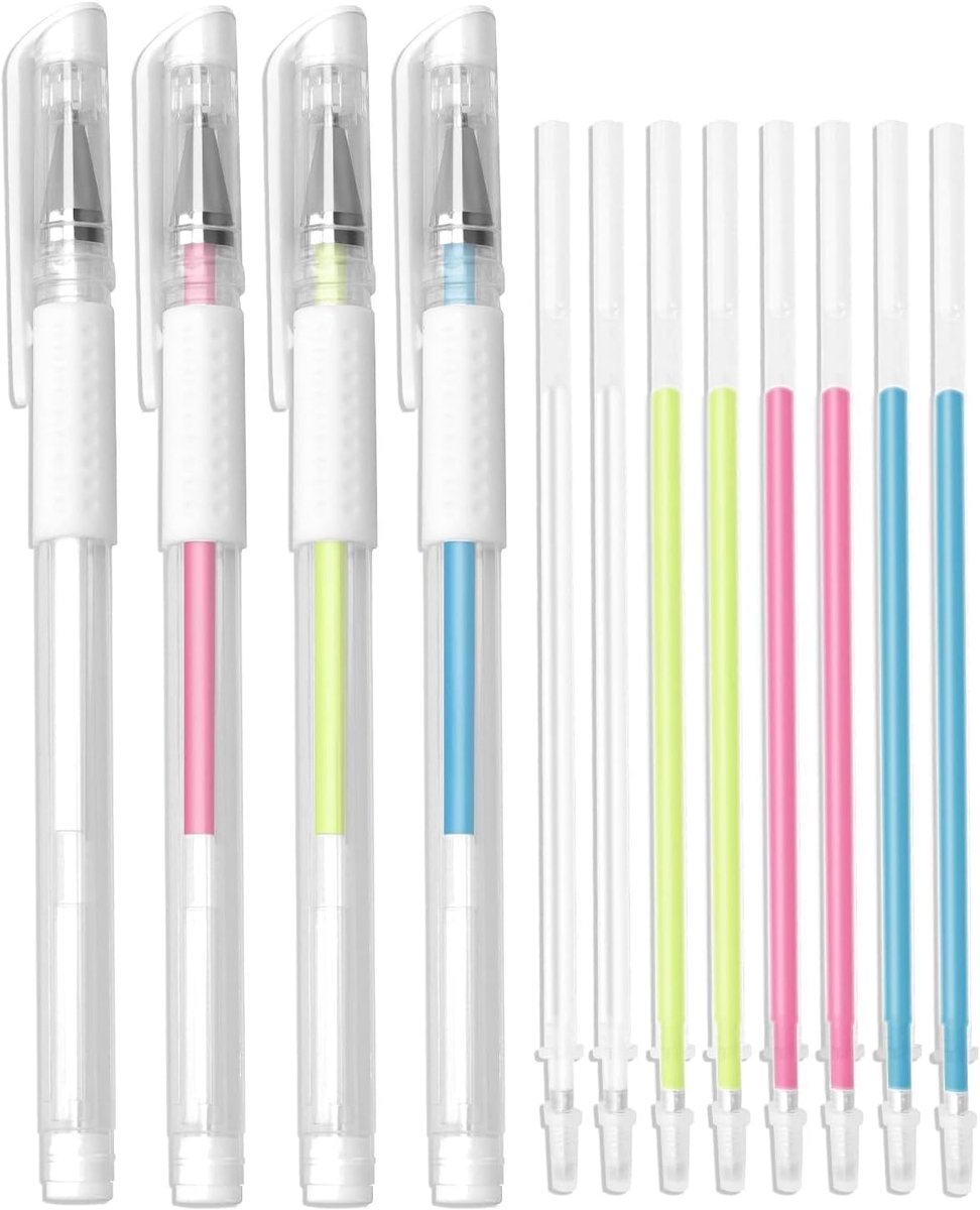 4 Pcs Eyebrow Highlighters, 4 Colours, Surgical Skin Marker with 8 Replacement Refills, Tattoo Markers, Permanent - ShopVlot