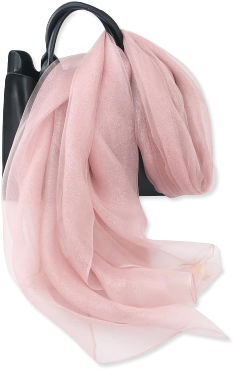 LumiSyne Double Layer Organza Silk Scarf Women Glitter Scarves and Wraps for Evening Dress Plain with Gold Thread - ShopVlot