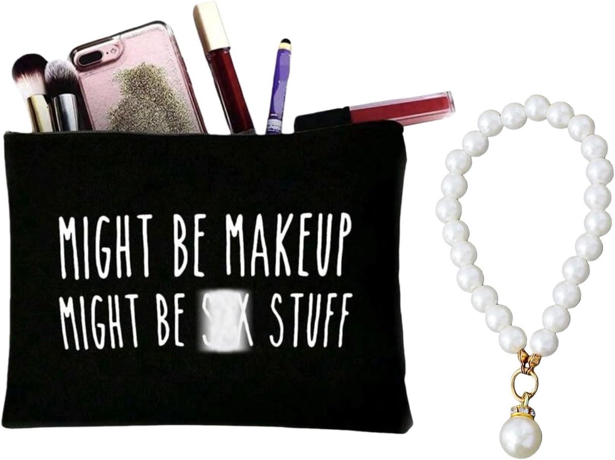 Makeup Bag, Small Cosmetic Bag, Small Makeup Bag, Small Makeup Bag with Text, Organizer for Women and Girls, Modern - ShopVlot