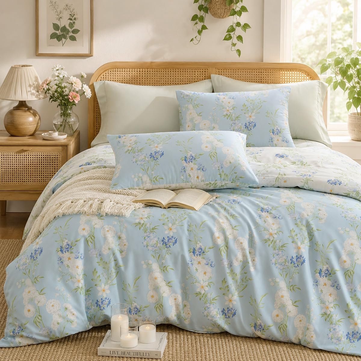 Beddengoedset 200 x 220 cm - katoen - bloemenpatroon - allergievriendelijk - ShopVlot