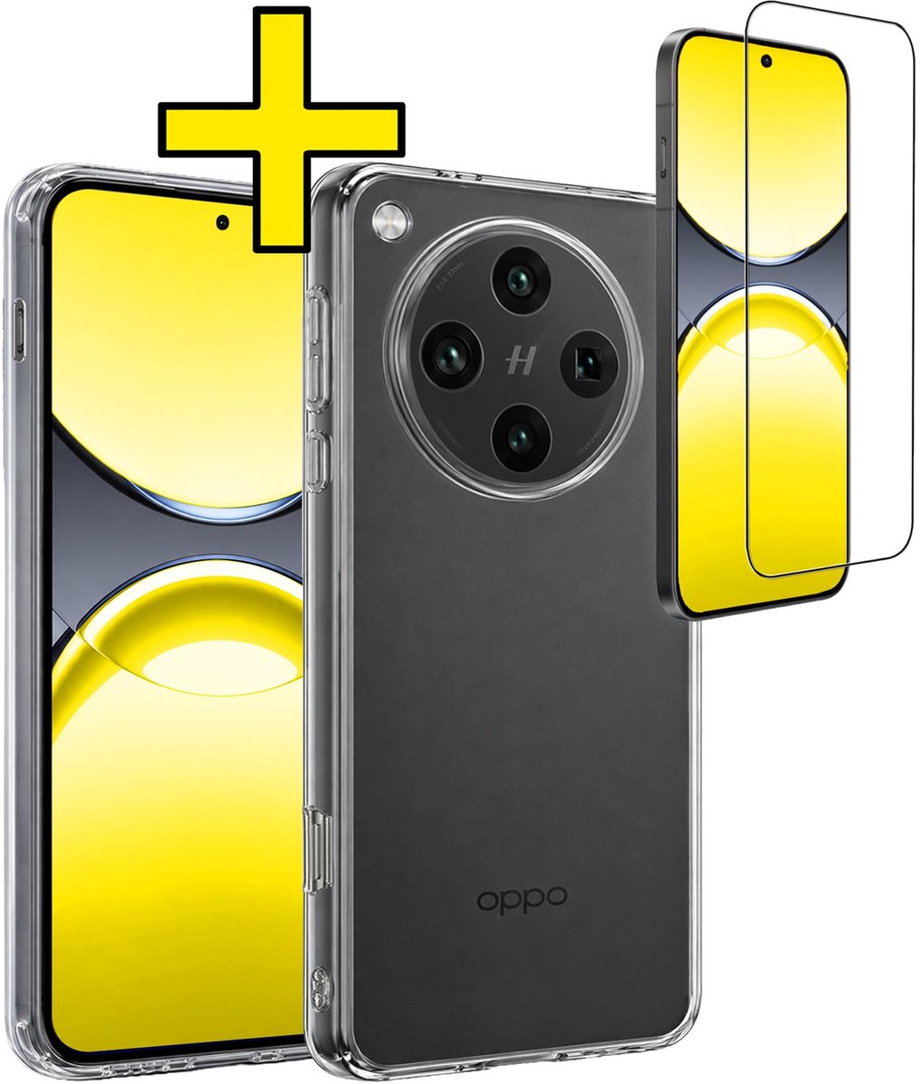 Hoesje - Met Screenprotector - Geschikt voor OPPO Find X8 Pro - Sterk & Shockproof - Back Cover - Siliconen Case - Telefoon Hoes - Telefoonhoesjes - Transparant