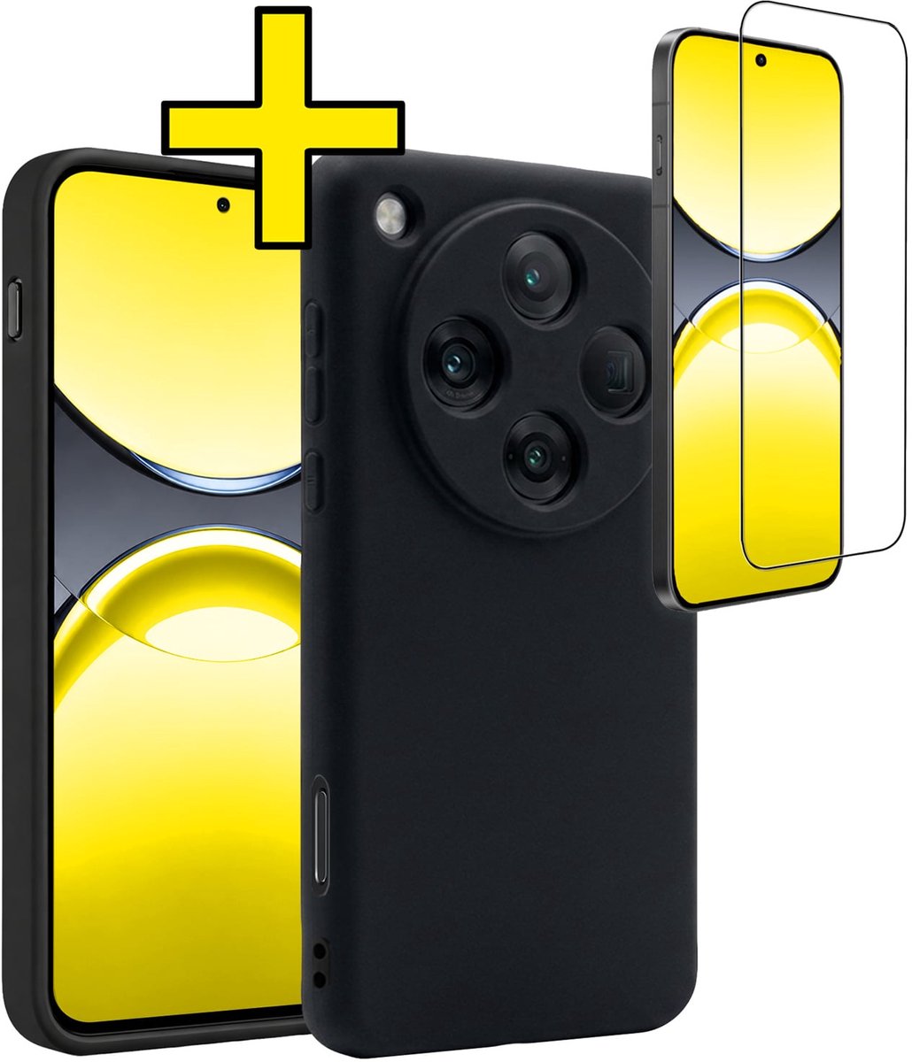 Hoesje - Met Screenprotector - Geschikt voor OPPO Find X8 Pro - Sterk & Shockproof - Back Cover - Siliconen Case - Telefoon Hoes - Telefoonhoesjes - Zwart