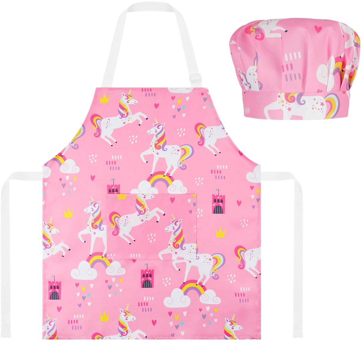 Kinderschort 2-Pack - Verstelbaar voor kinderen 2-6 jaar - Met zakken en muts - Perfect voor koken en bakken - ShopVlot