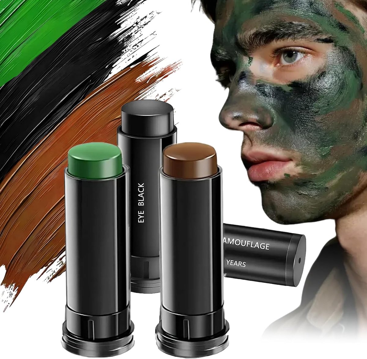 Bodypainting set camouflage - 3 kleuren - zwart, bruin, groen - ideaal voor sportactiviteiten - ShopVlot