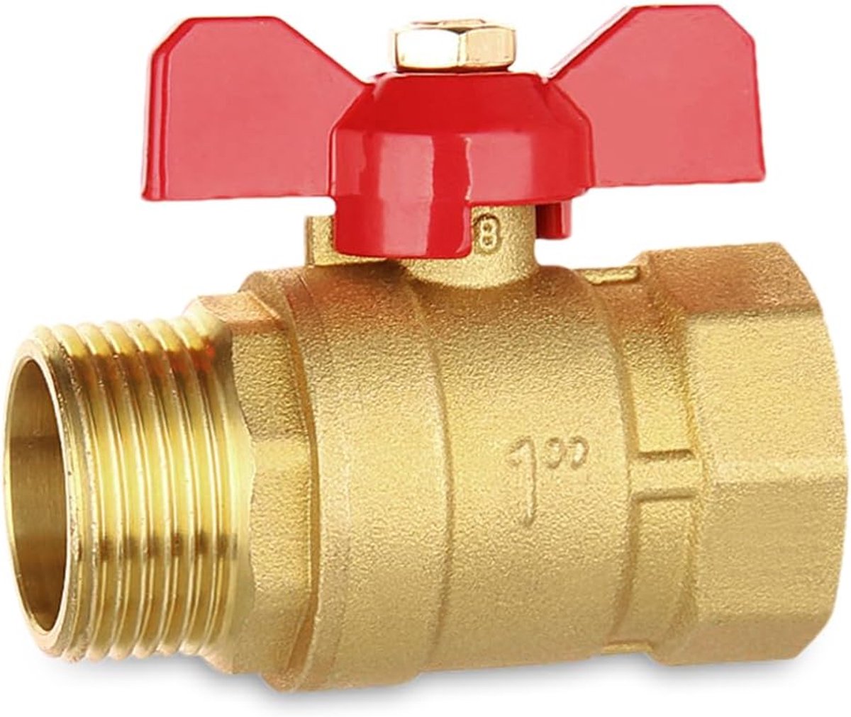 Kogelklep 1 inch - Messing kogelklep - Rode vlinderhandgreep - Ideaal voor warm/koud water - ShopVlot