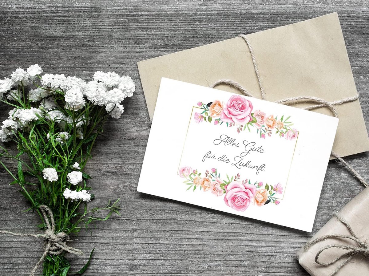 Farewell kaart XL 18x12cm - Premium kwaliteit - Bloemenmotief - Perfect voor collega pensionering - ShopVlot