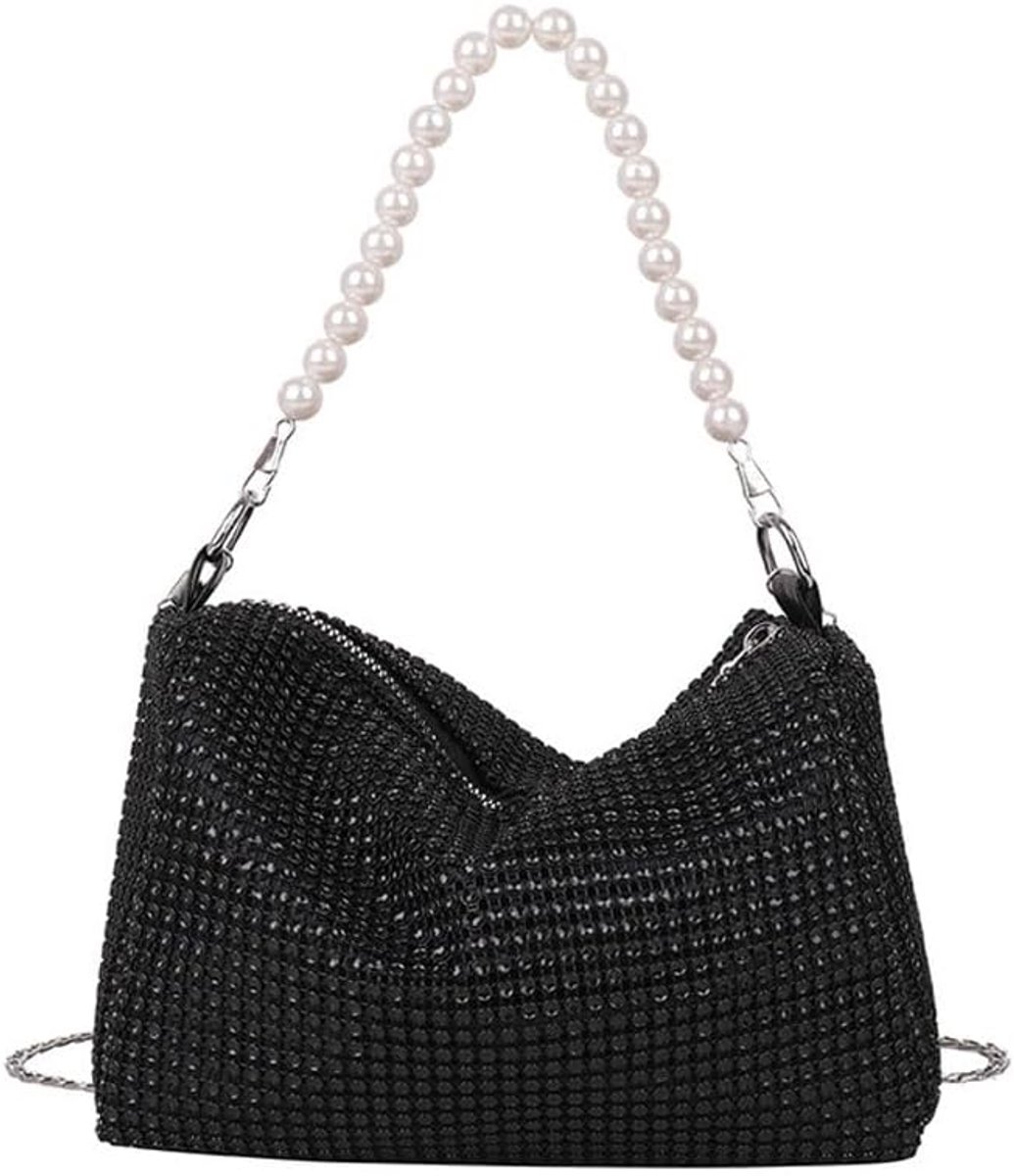 Dames Clutch Handtas - Glanzend met Strass - Elegante Mini Schoudertas - Perfect voor Bruiloft - ShopVlot