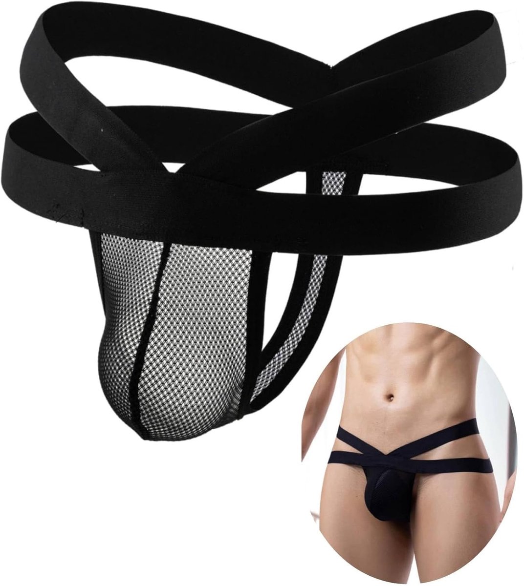 Thong ondergoed voor mannen - Plus size - Zwart jockstrap - Comfortabel en sexy - ShopVlot