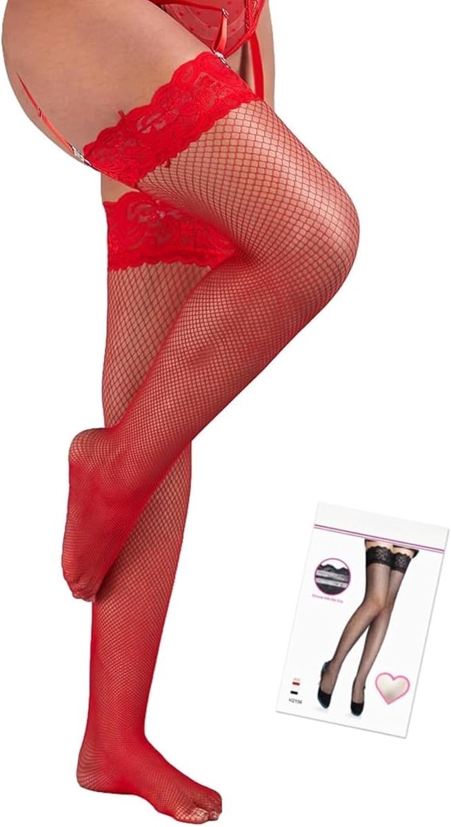 Visnetkousen zonder houders XS-5XL - Kanten band - Overknee met silicone strips - Sexy en elastisch - ShopVlot