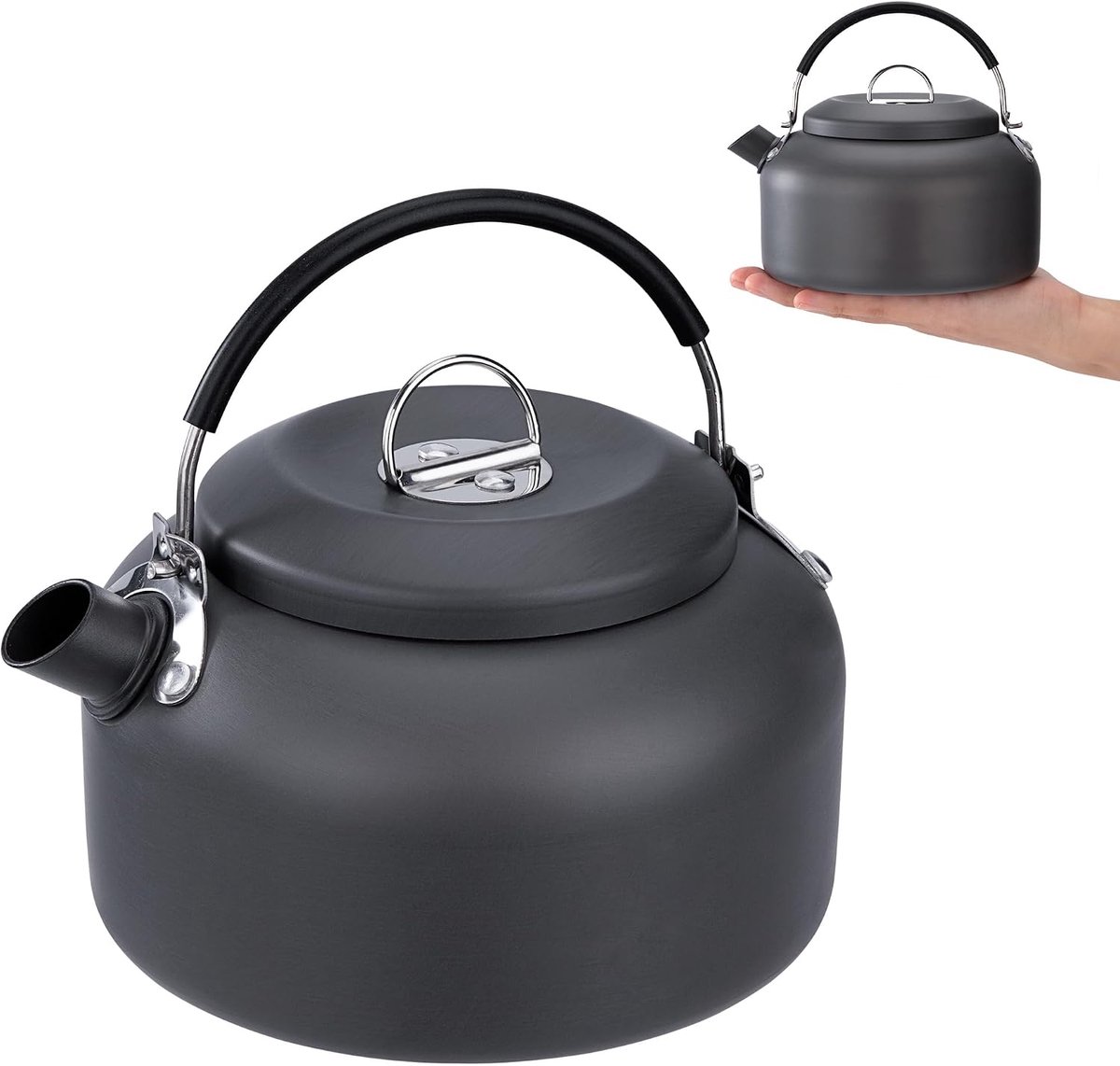 Camping waterkoker 0,8 l - lichtgewicht aluminium - opvouwbare handgreep - snel opwarmen - ShopVlot