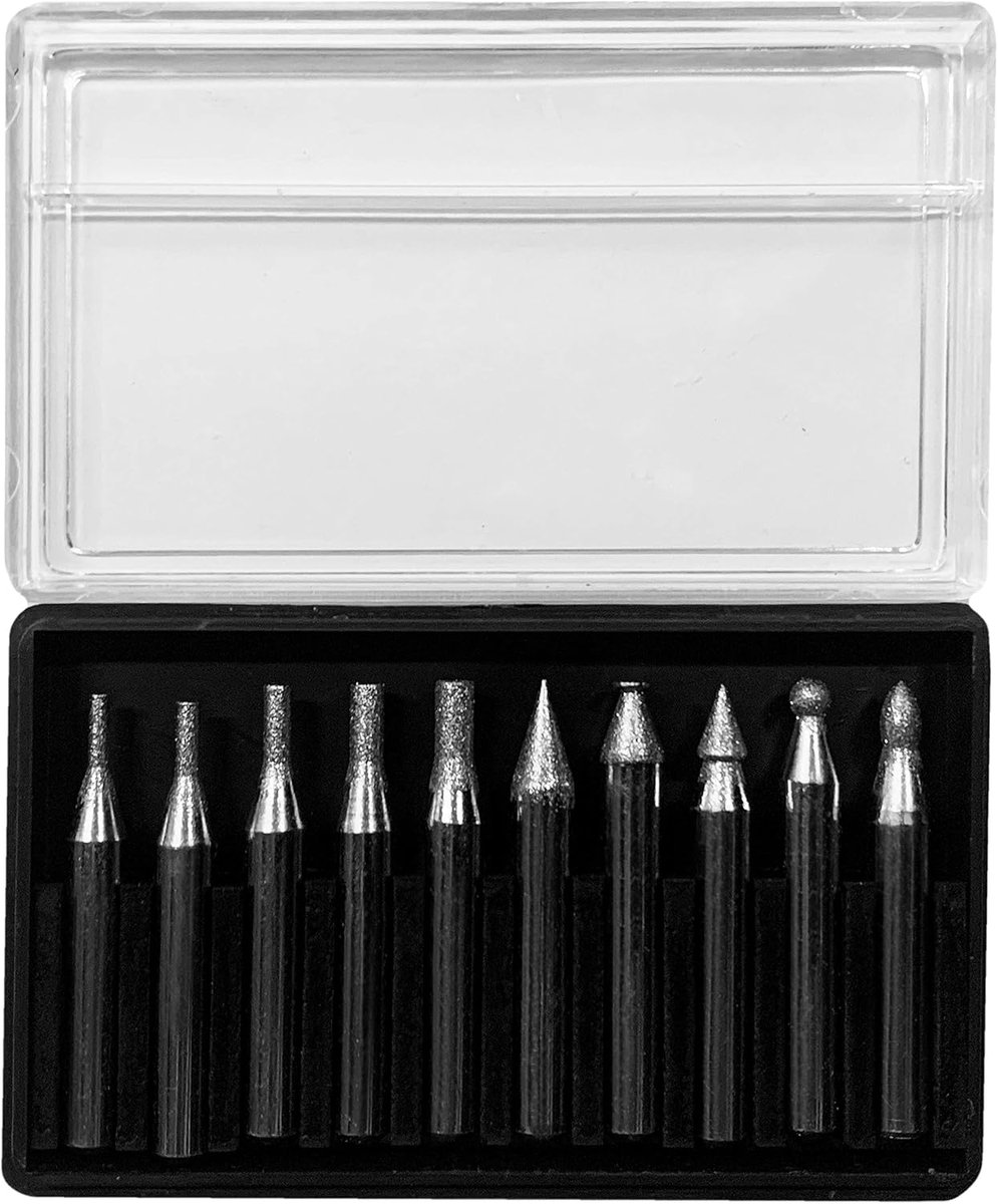 Diamantslijpstiften set van 10 - 6,35x45 mm - korrel 100 - perfect voor precisiewerk - ShopVlot