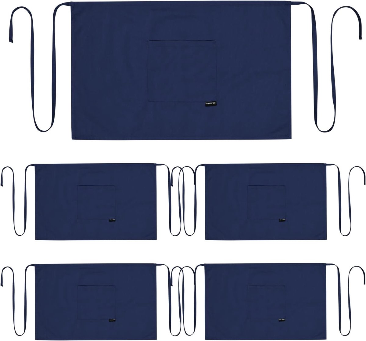 Keuken schort dames en heren kort - blauw - 5 stuks - ideaal voor koken en knutselen - ShopVlot