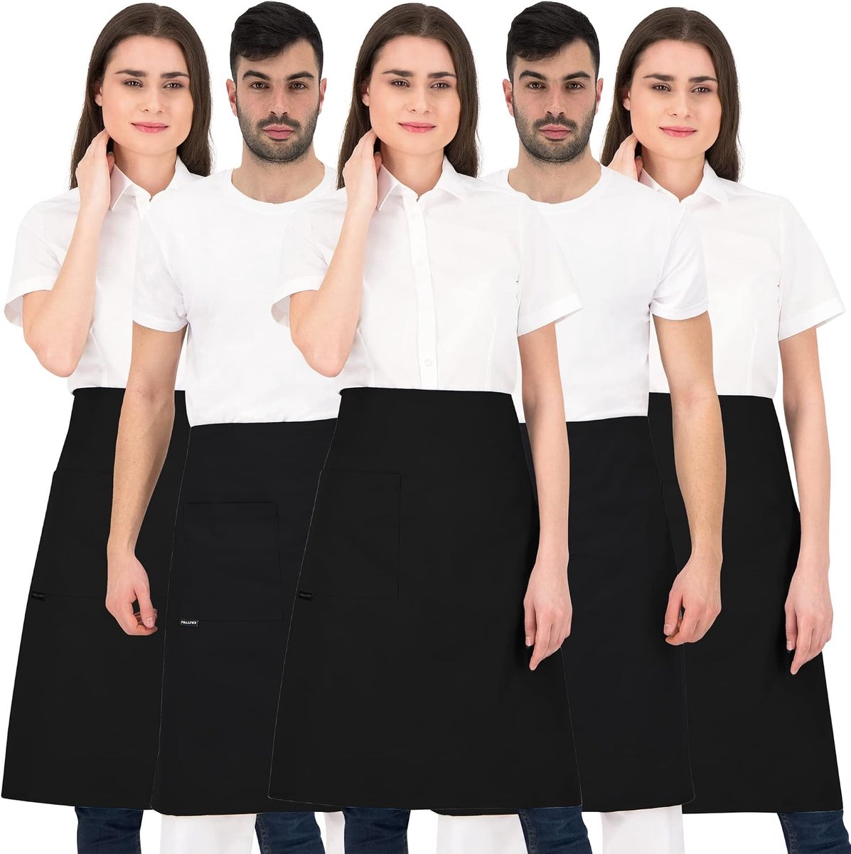 Kookschort voor volwassenen - zwart - 5-delige set - front ties - ideaal voor koken en bakken - ShopVlot