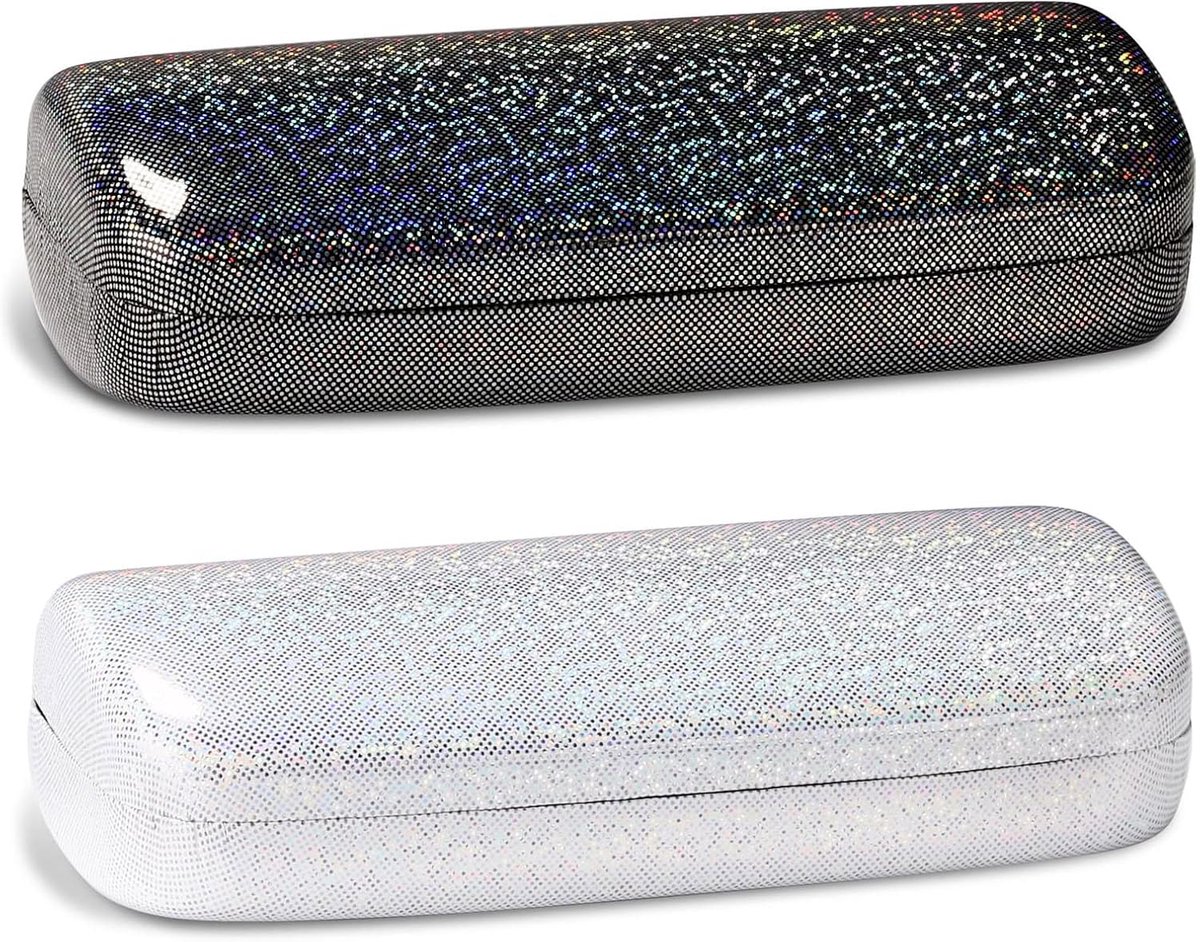 Bril etui M - zwart & wit - glanzend hard shell - perfect voor onderweg - ShopVlot