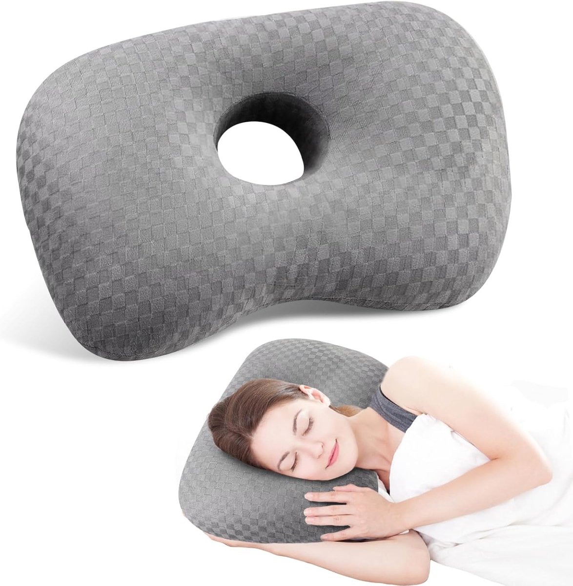 Piercing kussen met gat - Donut kussen voor oorpijn - Stevige elastische steun - Ideaal voor zijslapers - ShopVlot