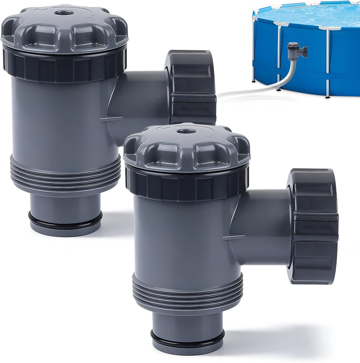 Zwembadkraan set 2 stuks - Ø 38 mm slangadapter - duurzame kunststof - perfecte waterdrukregeling - ShopVlot