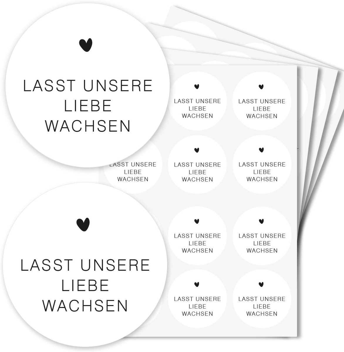 Sticker set bloemen met hartjes - 48 stuks - zwart-wit ontwerp - ideaal voor decoratie - ShopVlot