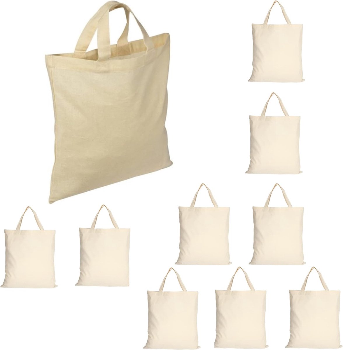 Katoenen boodschappentassen 38 x 42 cm - Eco-vriendelijk - Naturel kleuren - Duurzaam winkelen - ShopVlot