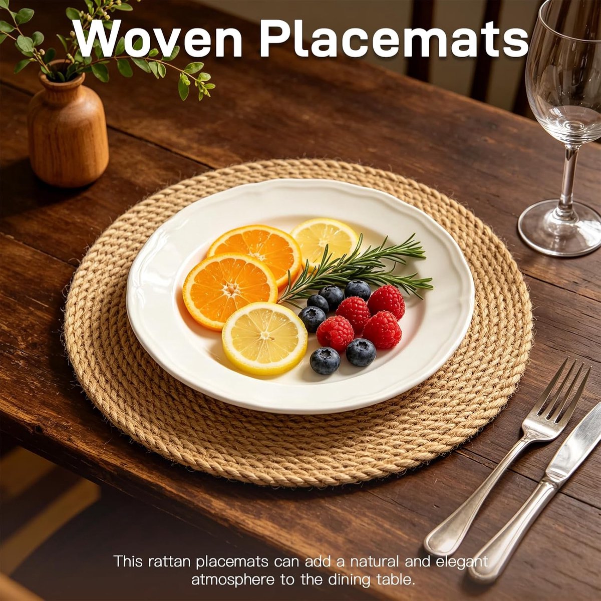 Ronde placemats 30 cm - natuurlijke rieten onderzetters - hittebestendig en antislip - boho-decoratie voor eettafel - ShopVlot
