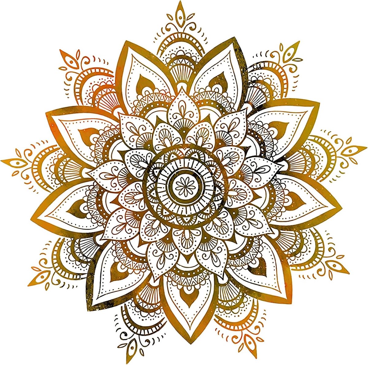 Wanddecoratie mandala groot - gouden boho bloemen - unieke muurstickers - sfeervolle woonkamer of slaapkamer - ShopVlot