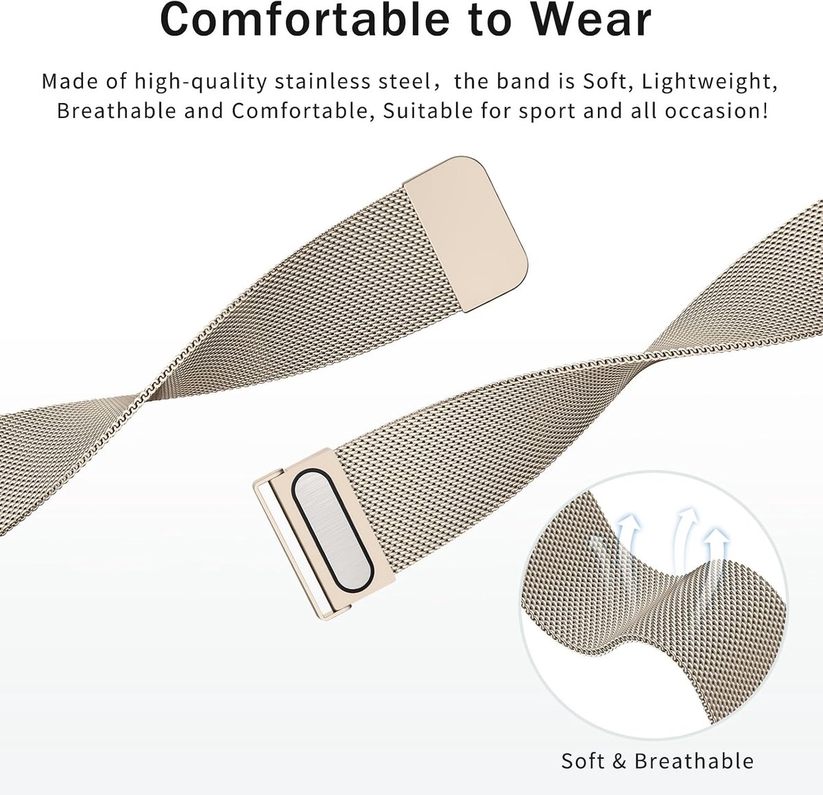 Horlogeband 22mm 20mm - Rvs Mesh - Magnetische Sluiting - Snelle Vervangingsband voor Smartwatch - ShopVlot
