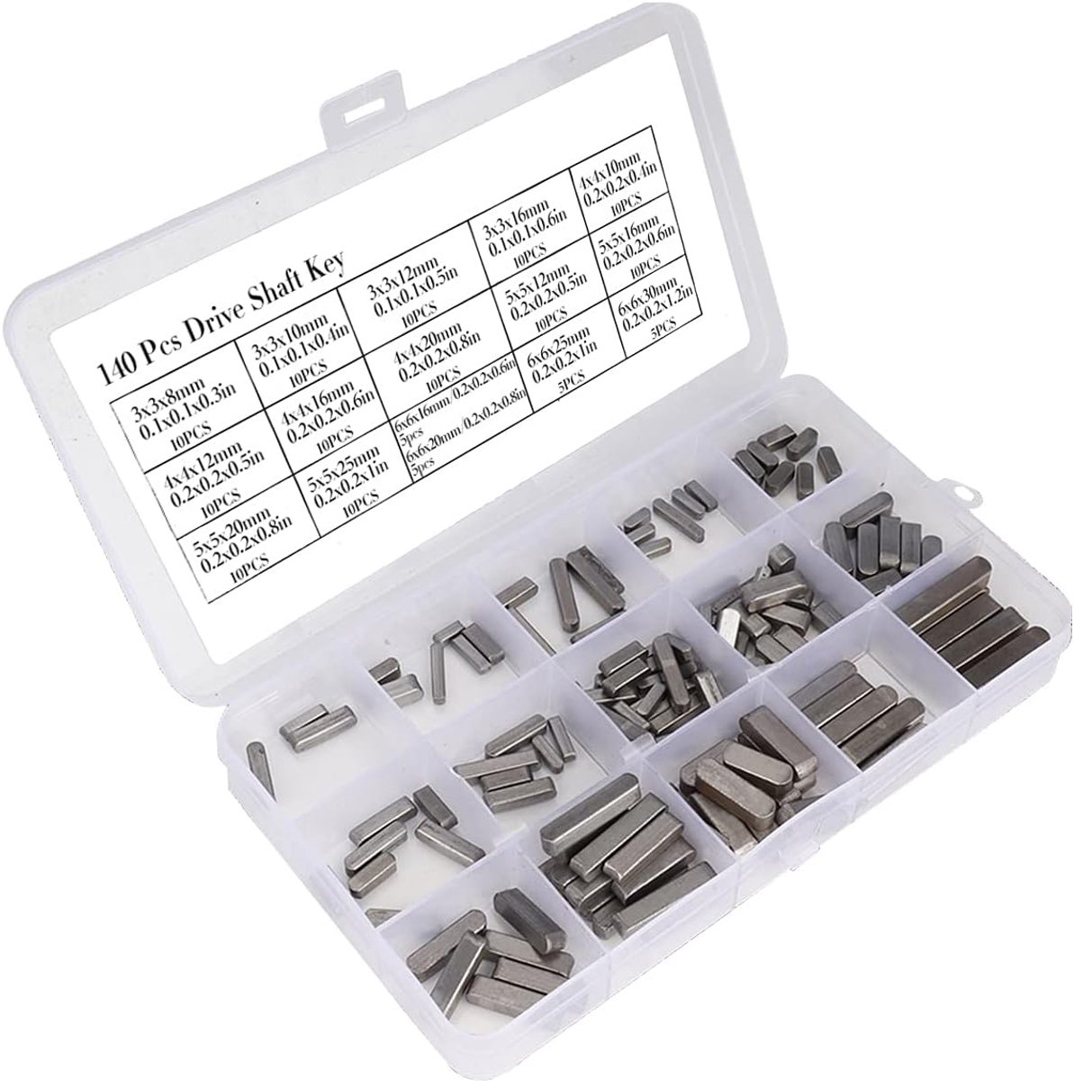 SnelShoppen - 140-delige Aandrijfas Sleutel Set Parallel 3-4-5-6mm Ronde Eind Spring Sleutel Versnellingsas Vliegwiel Sleutel Pulley Crank