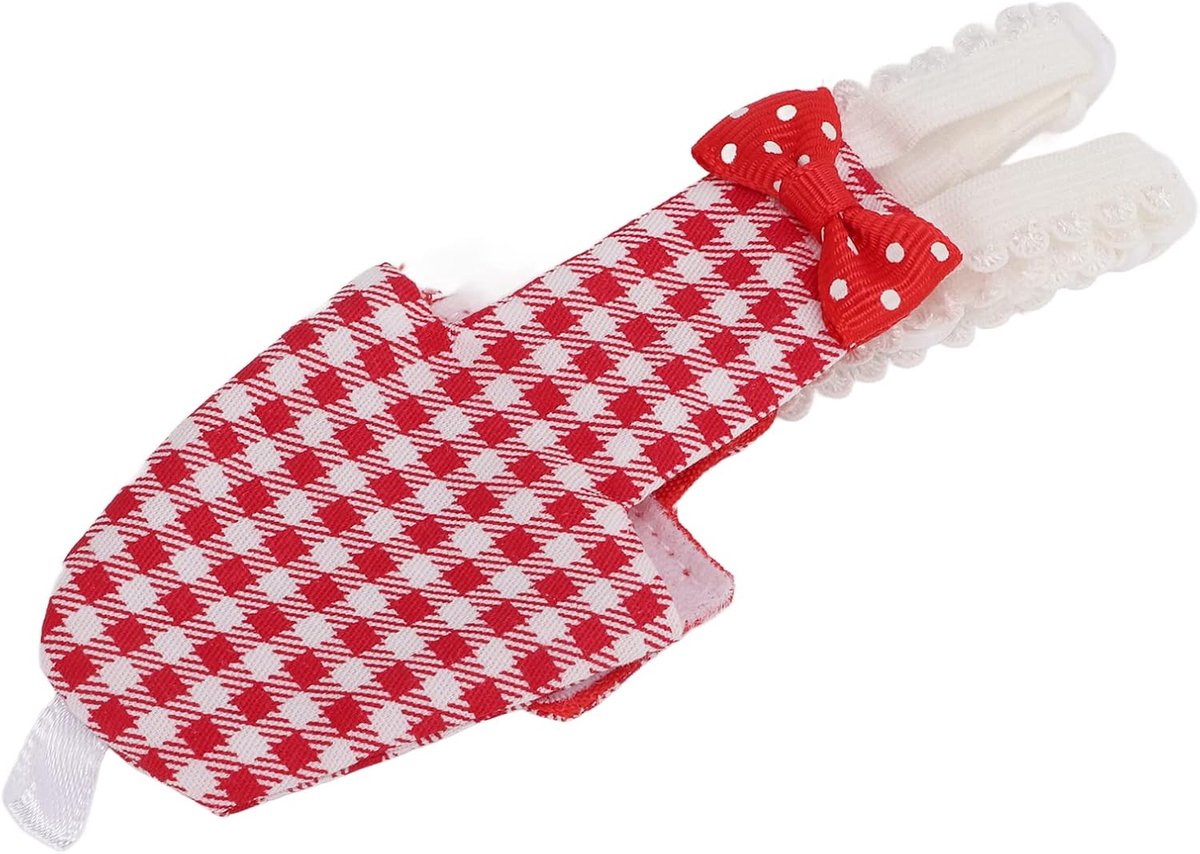 Vogeldiapergeschikt voor papegaaien M - Rood ruitpatroon - Verstelbare schouderband - Comfortabel en veilig - ShopVlot