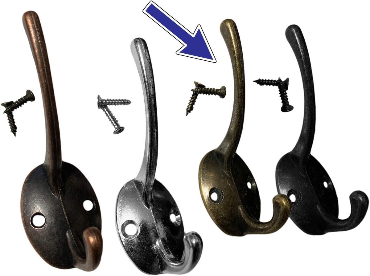 Haken voor jassen en hoeden - Set van 6 - Kleur: brons - Perfect voor in de hal - ShopVlot