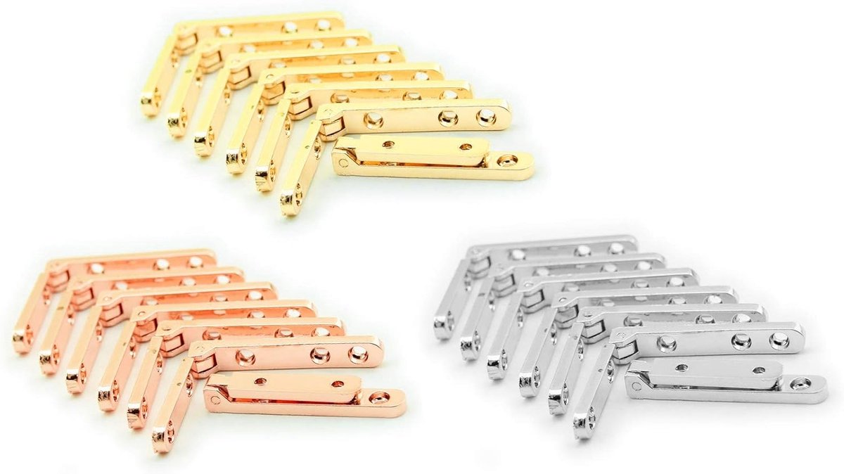Metalen scharnieren voor kist - goud - 90 graden - set van 8 - ShopVlot