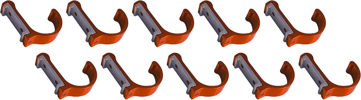 Kledinghaken set van 10 - gebogen - aluminium - oranje voor een vrolijke uitstraling - ShopVlot