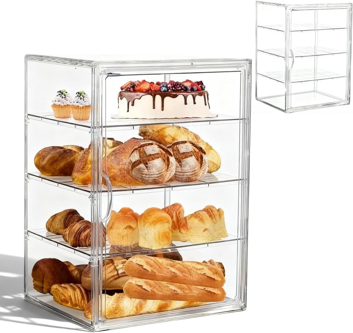 Lunchbox transparant 40 x 30 x 25 cm - acryl opbergdoos - 4 lagen verstelbaar - ideale bescherming tegen stof - ShopVlot