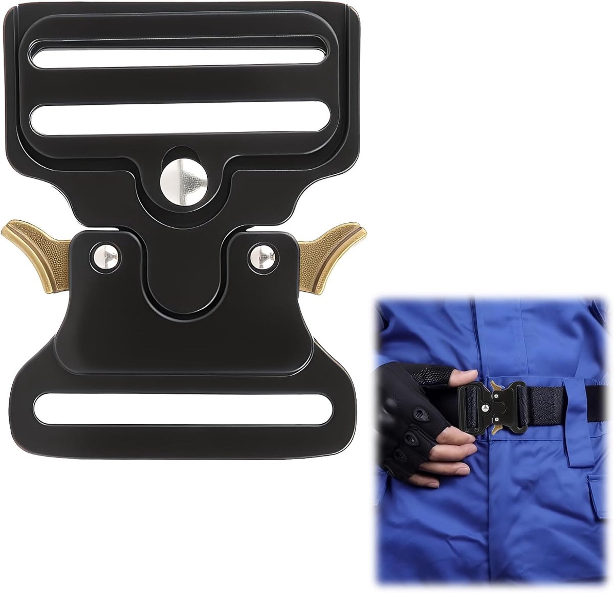 Men's Belt Buckle 50 mm Matte Black Metal Robust Modern Closure for Belt Leather Backpack Ideal Tactical Buckle Men - ShopVlot