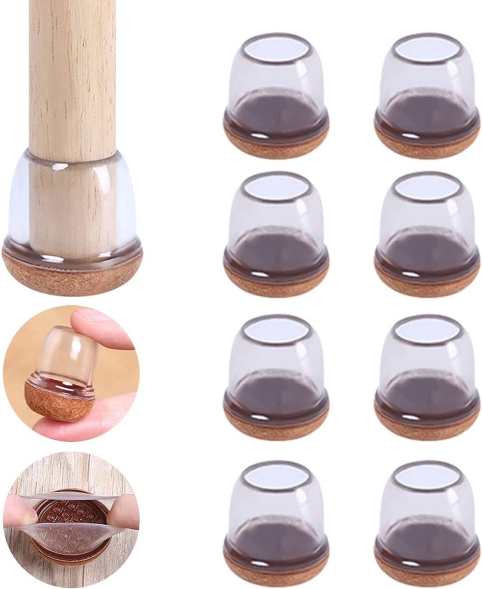 Pack of 8 Chair Leg Caps Round Chair Leg Caps Non-Slip Transparent Silicone Chair Socks for Chair Leg Caps Angled - ShopVlot
