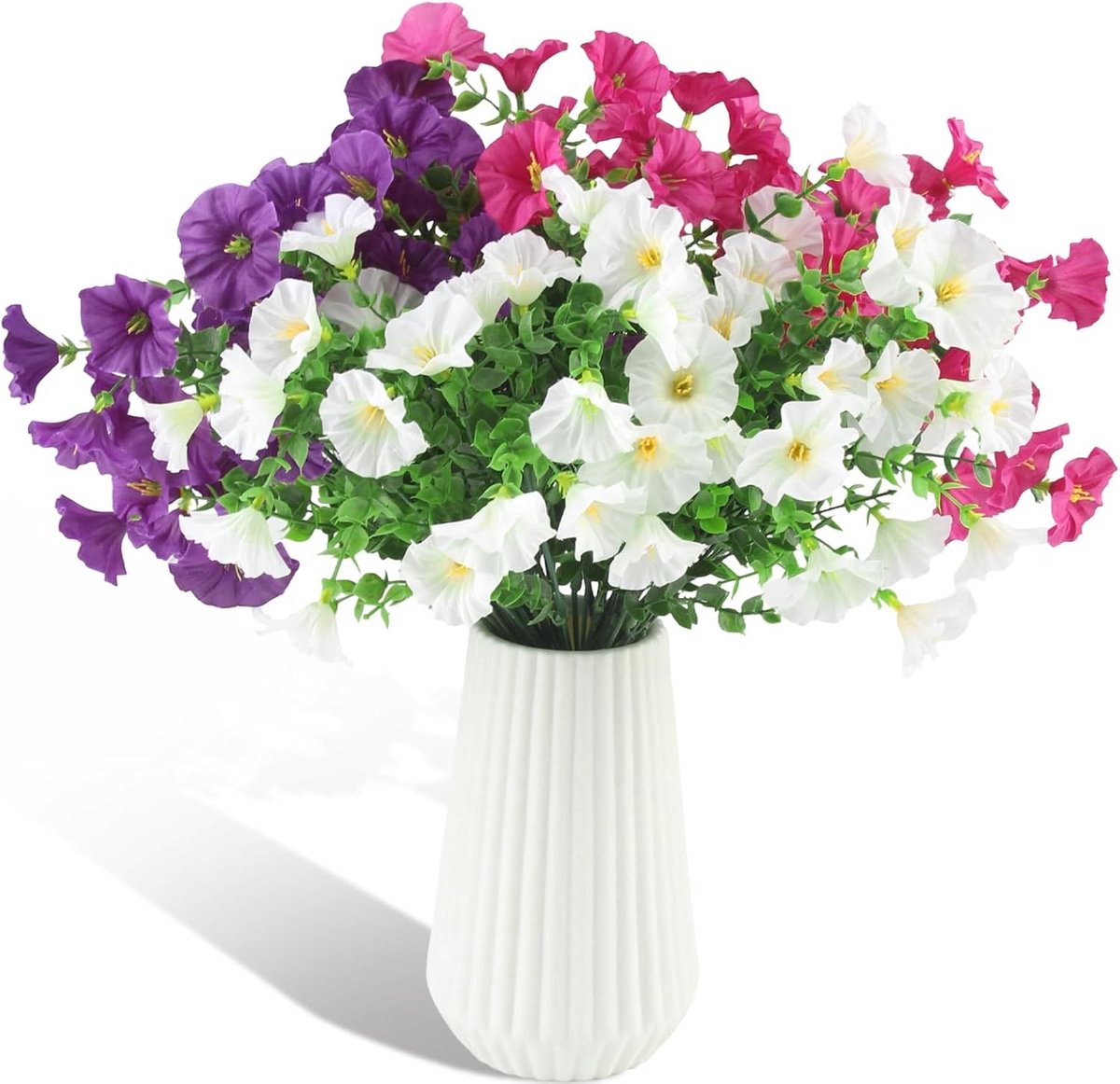 6 Artificial Flower Bouquets Outdoor UV Resistant Artificial Petunias Outdoor Artificial Flowers Wedding Garden Flower - ShopVlot