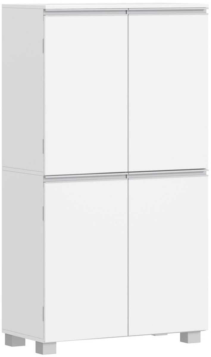 Hzuaneri Badkamerkast, Opbergkast, Keukenkast met 4 Deuren en Verstelbare Planken, Geschikt Voor Woonkamer, Badkamer, Wasruimte, 30 x 60 x 110 cm, Wit