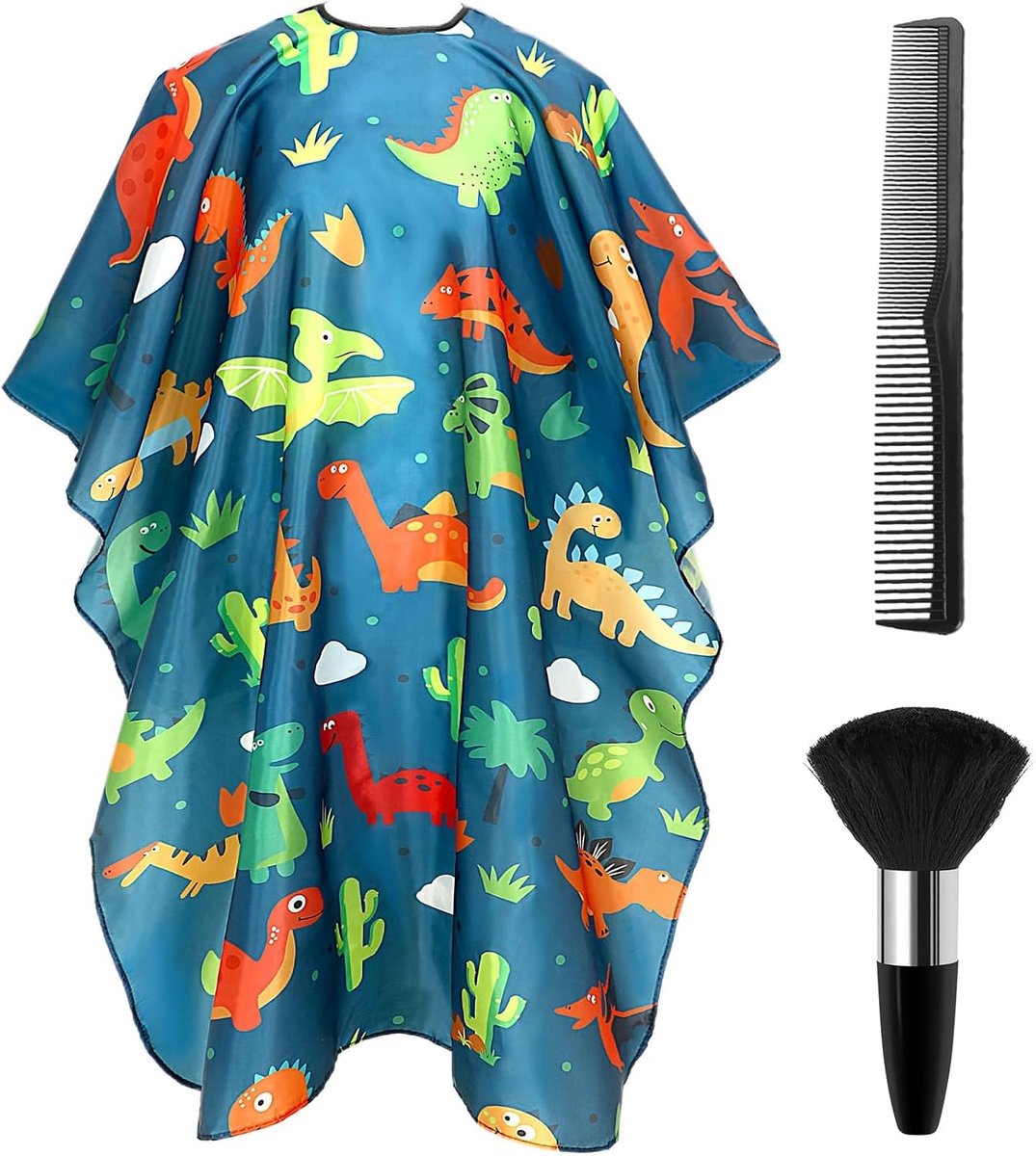 Children's Barber Cape Waterproof Hairdressing Cape with Brush and Comb, Adjustable Small Dinosaur for Studio and Home - ShopVlot