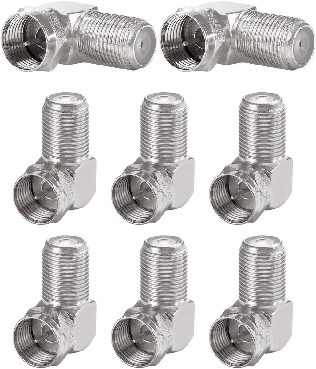 Satellite Adapter, 90 Degrees, F Socket on Plug, Nickel-Plated RG6 Angle Plug for Antenna and Satellite Cable, Easy - ShopVlot