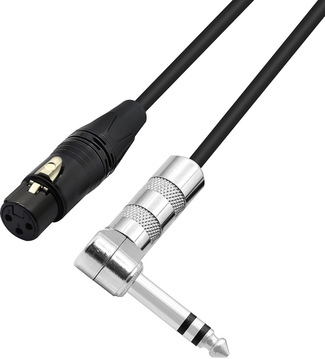 1/4 to XLR Cable 90 Degree Right Angle 6.35mm TRS Male Plug to XLR Female Jack Audio Stereo Microphone Cable for - ShopVlot